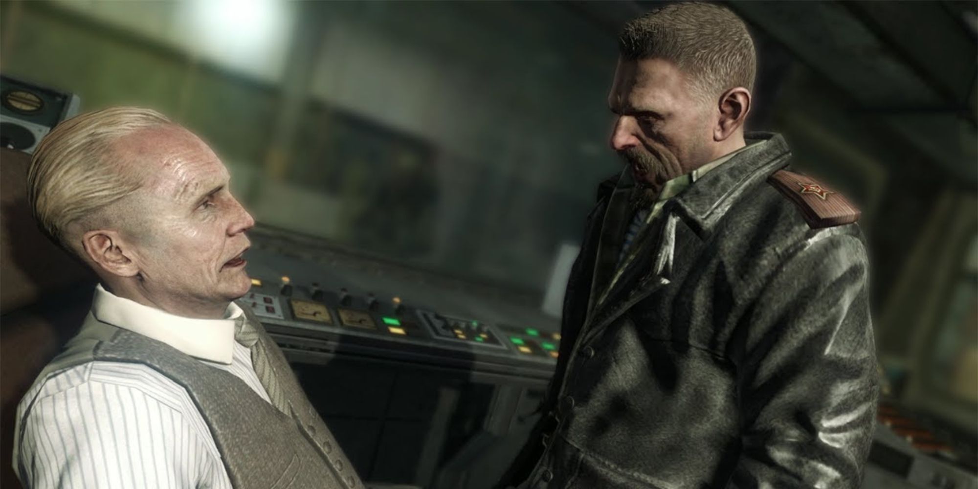 Call of Duty Black Ops-Screenshot von Viktor Reznov, der den Feind anstarrt