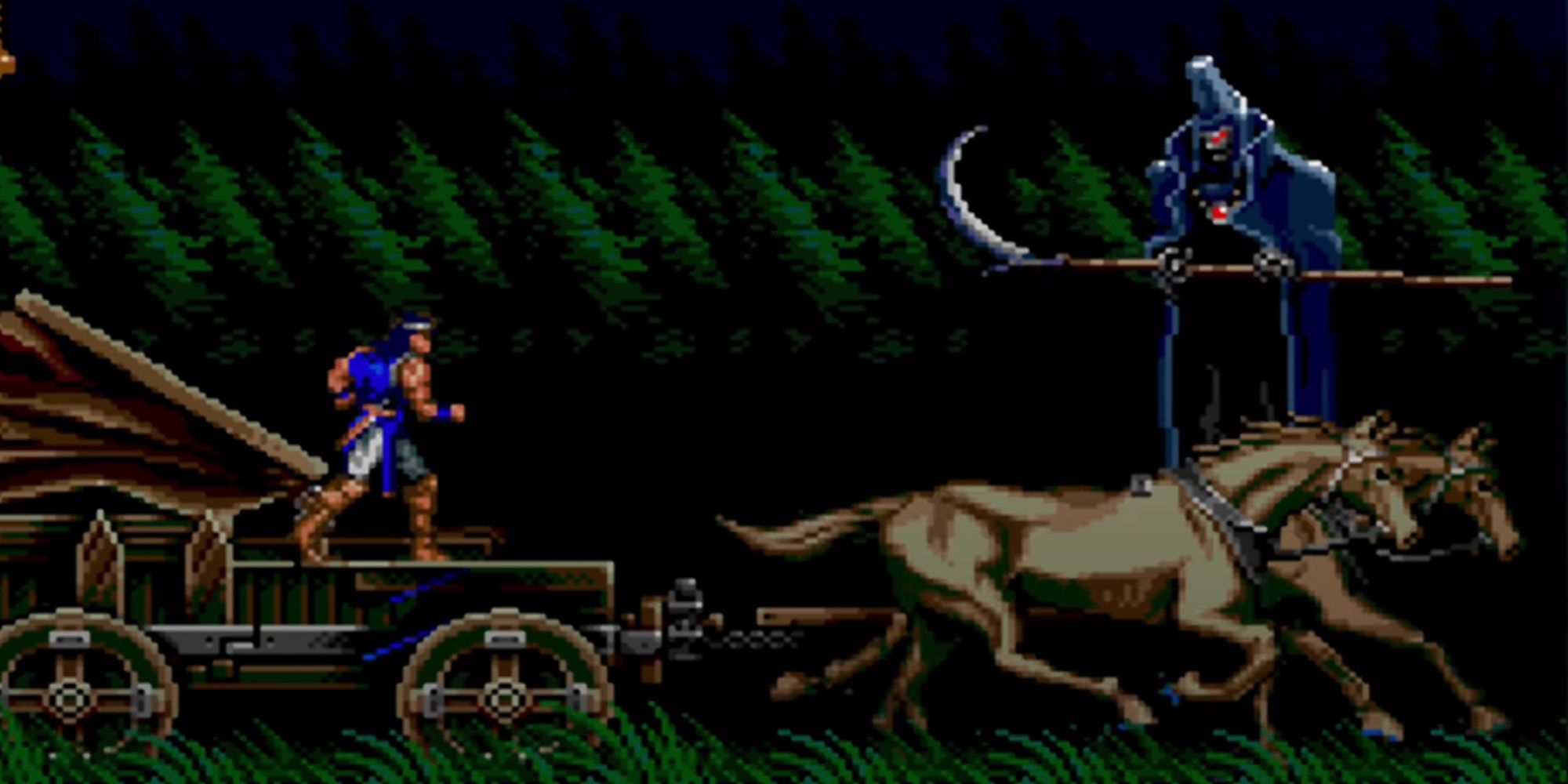 Richter Belmont fighting Death in Castlevania Rondo of Blood