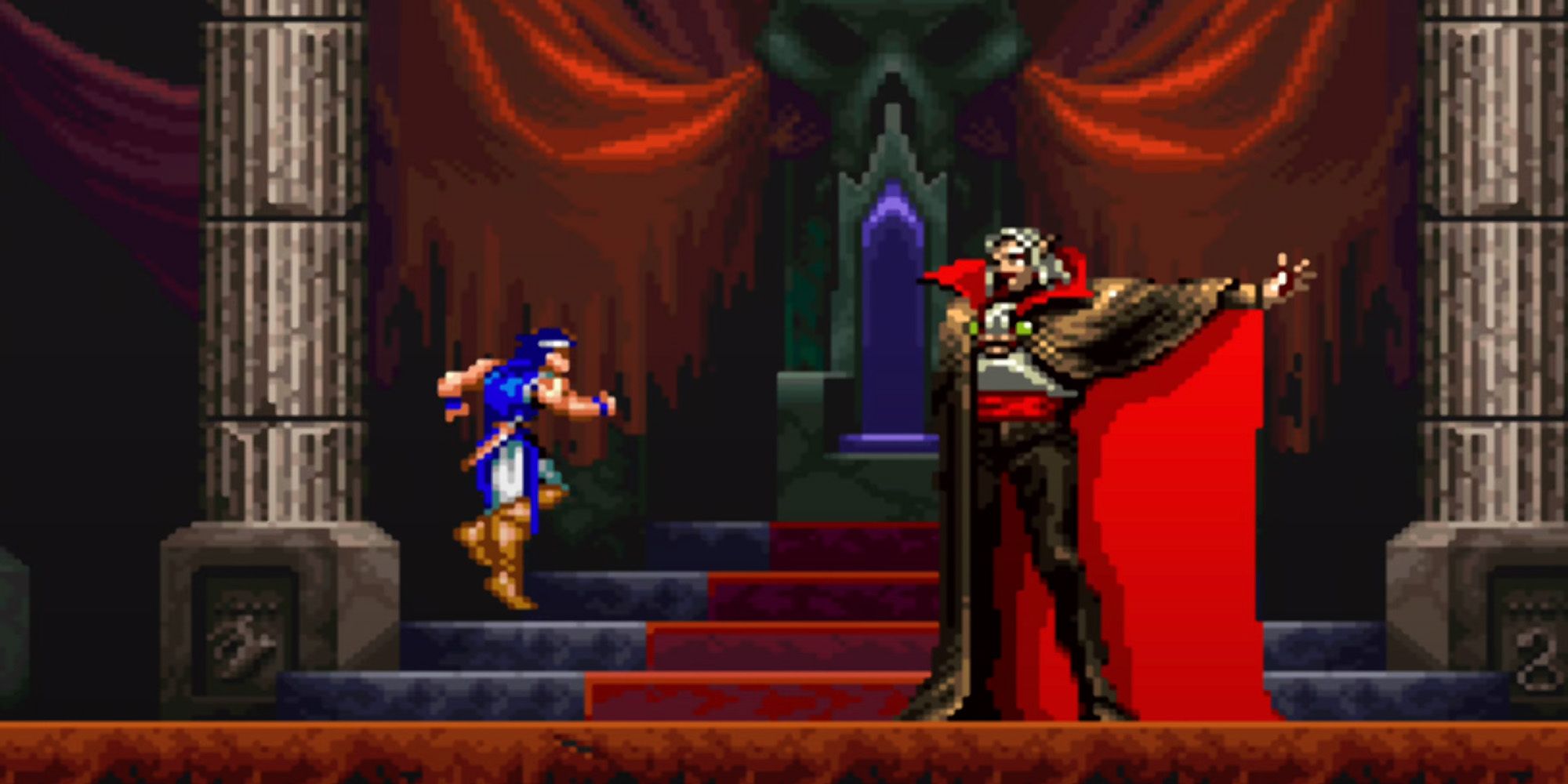 Richter Belmont is fighting Dracula in Castlevania: Symphony of the Night.