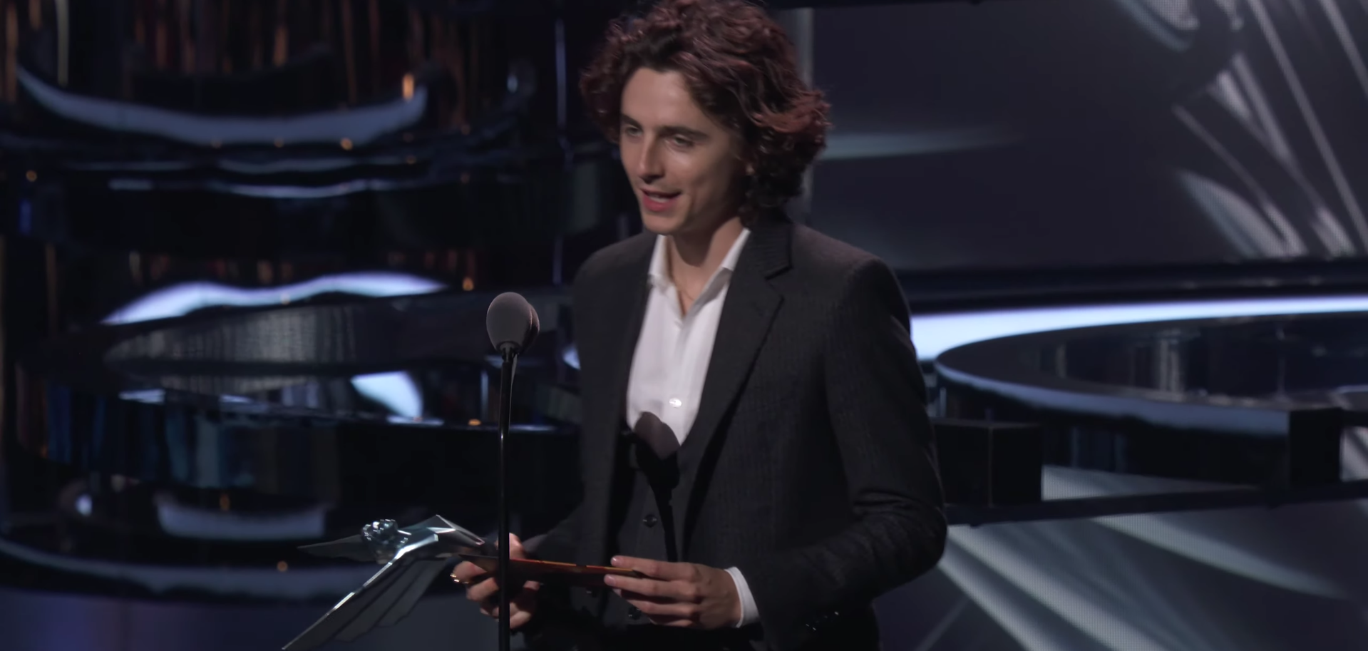 Timothée Chalamet presenting Game of the Year at The Game Awards.