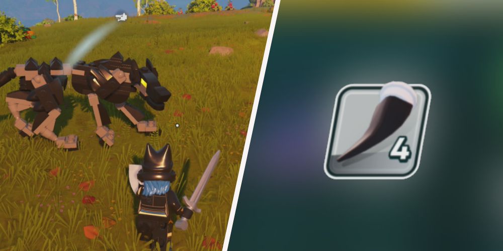 Lego Fortnite: Left: A wolf, right: claws in inventory