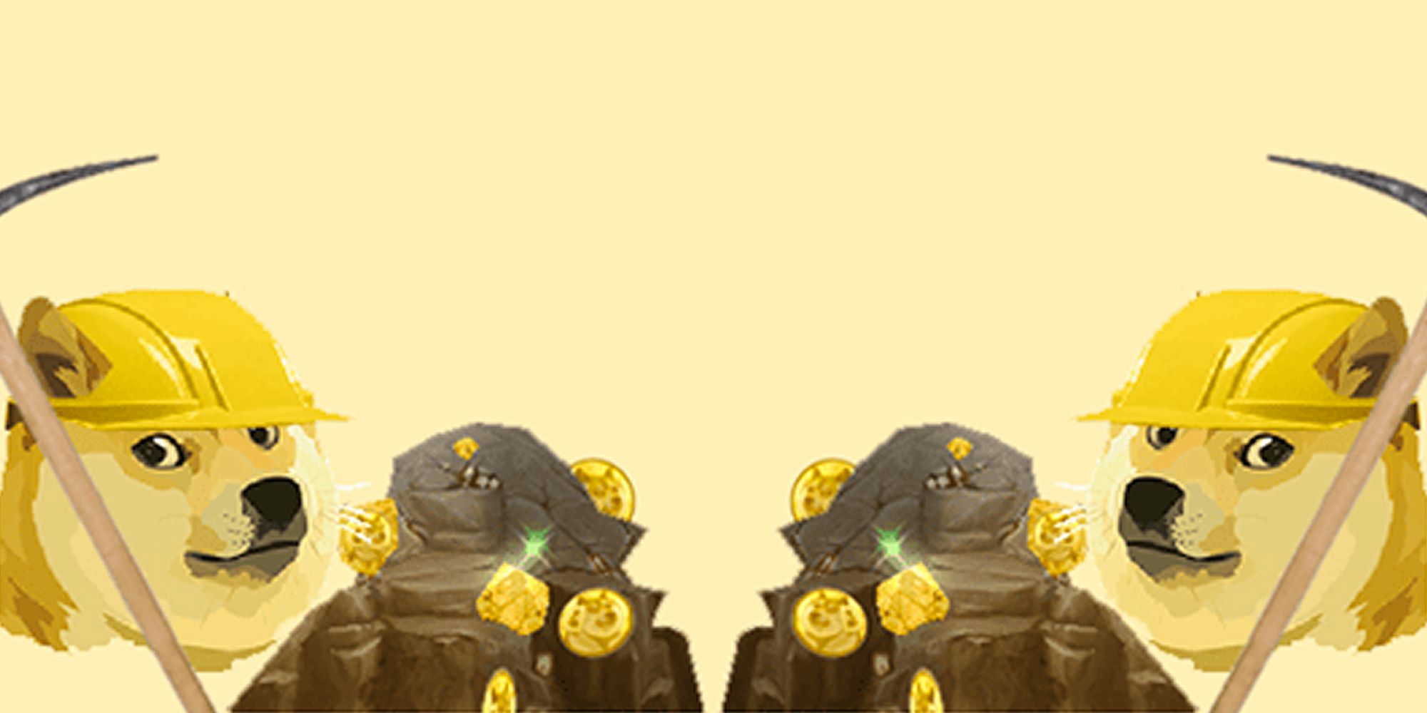 گرافیک Dogeminer دو داگ با کلنگ و سنگ