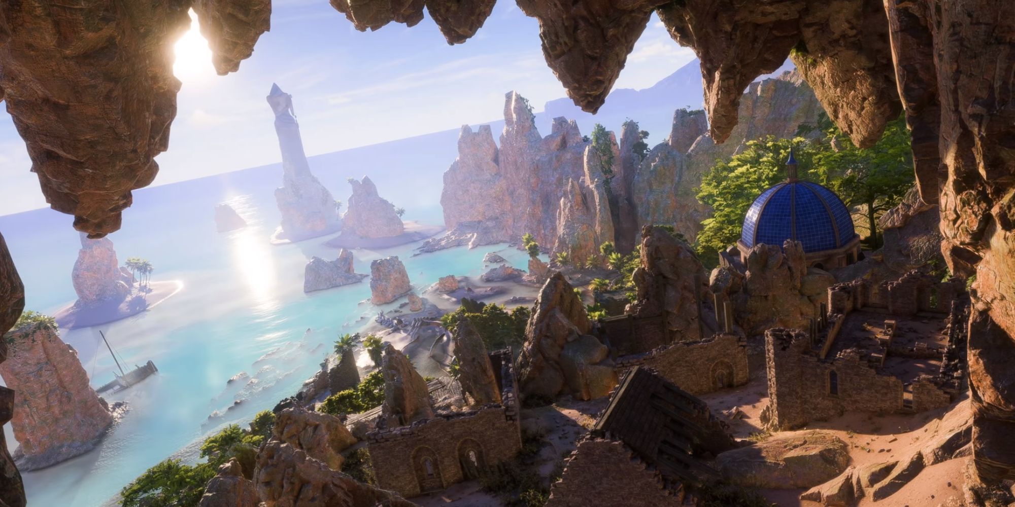 A new sunny location with ruins in the Dragon Age Dreadwolf teaser