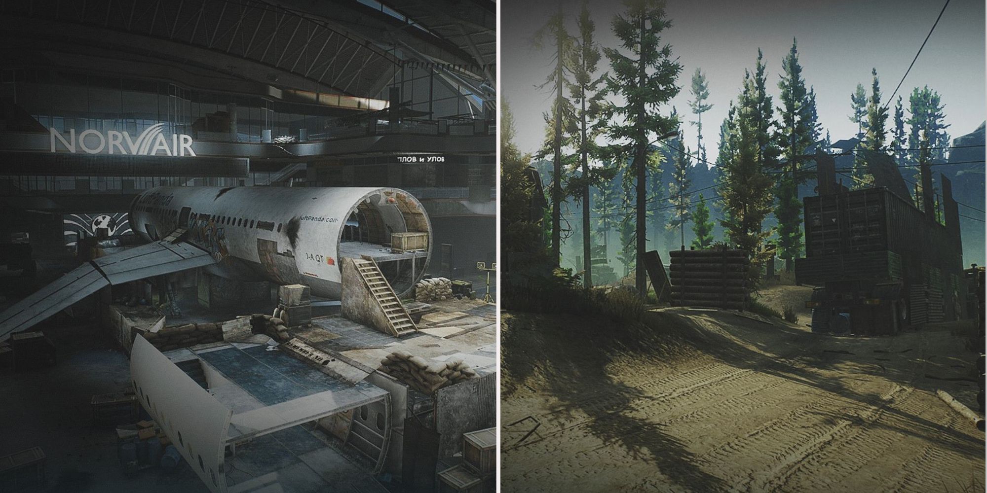 Escape From Tarkov Arena air pit and sawmill maps side by side