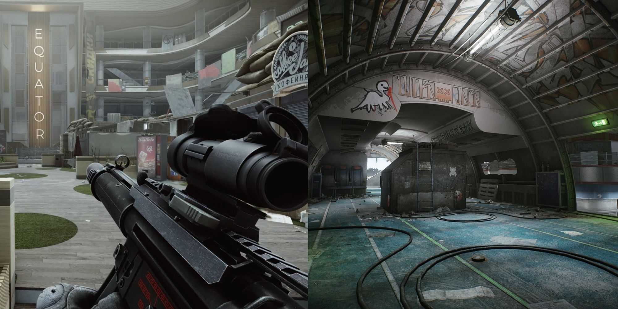 And MP5 in Equator and the airplane in Air Pit in Escape From Tarkov: Arena.
