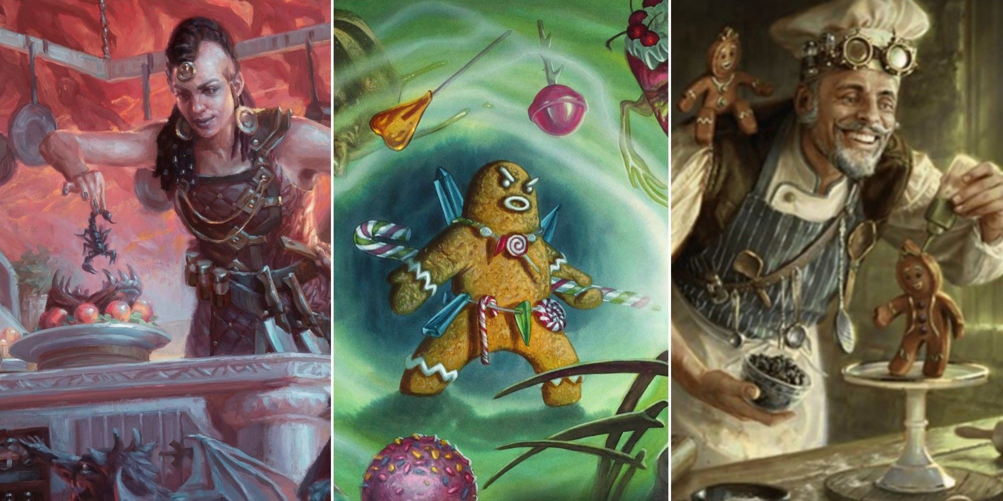 Artwork from three different Food-related cards from Magic: The Gathering