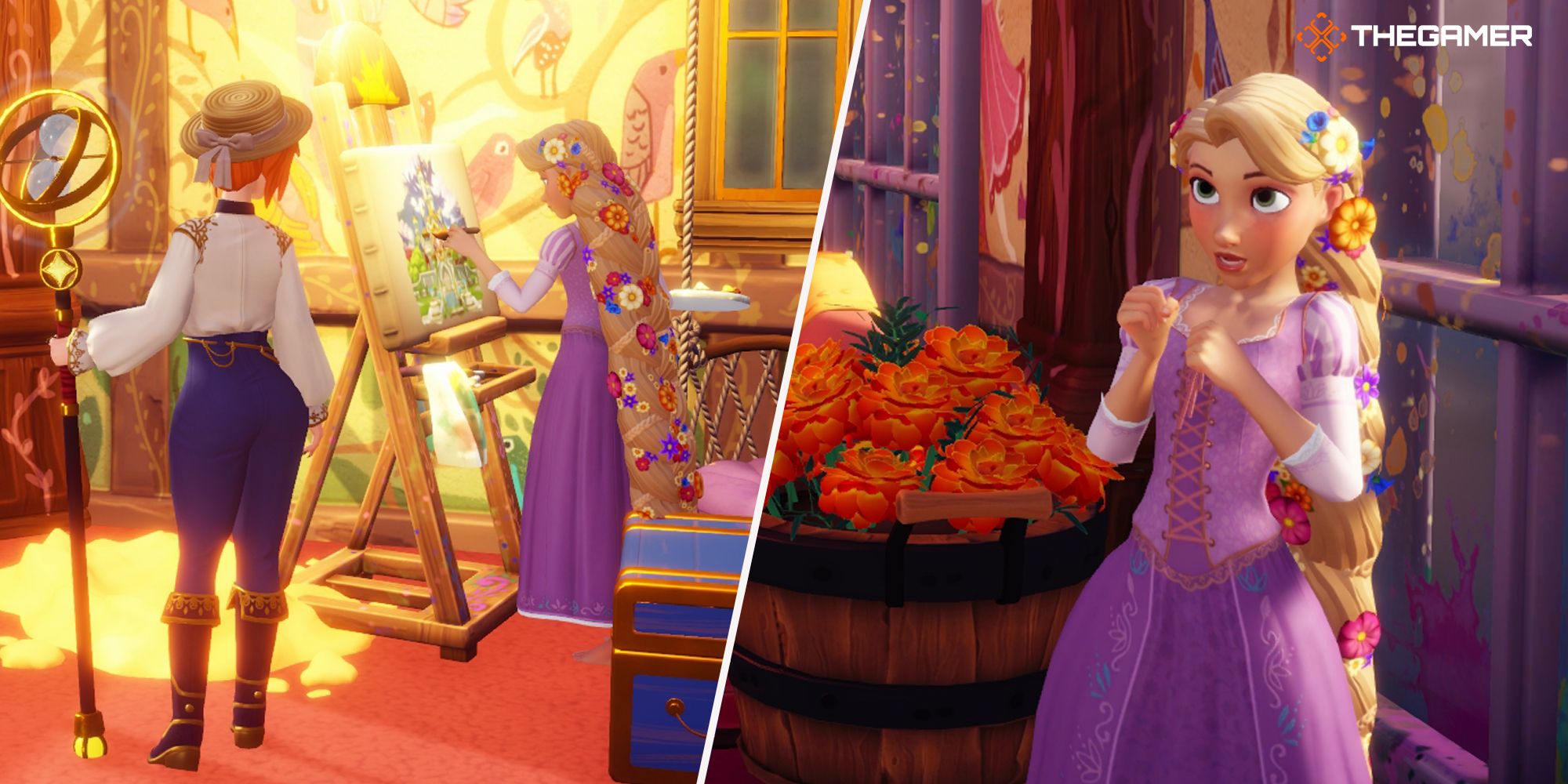 Combined images of Rapunzel Disney Dreamlight Valley 
