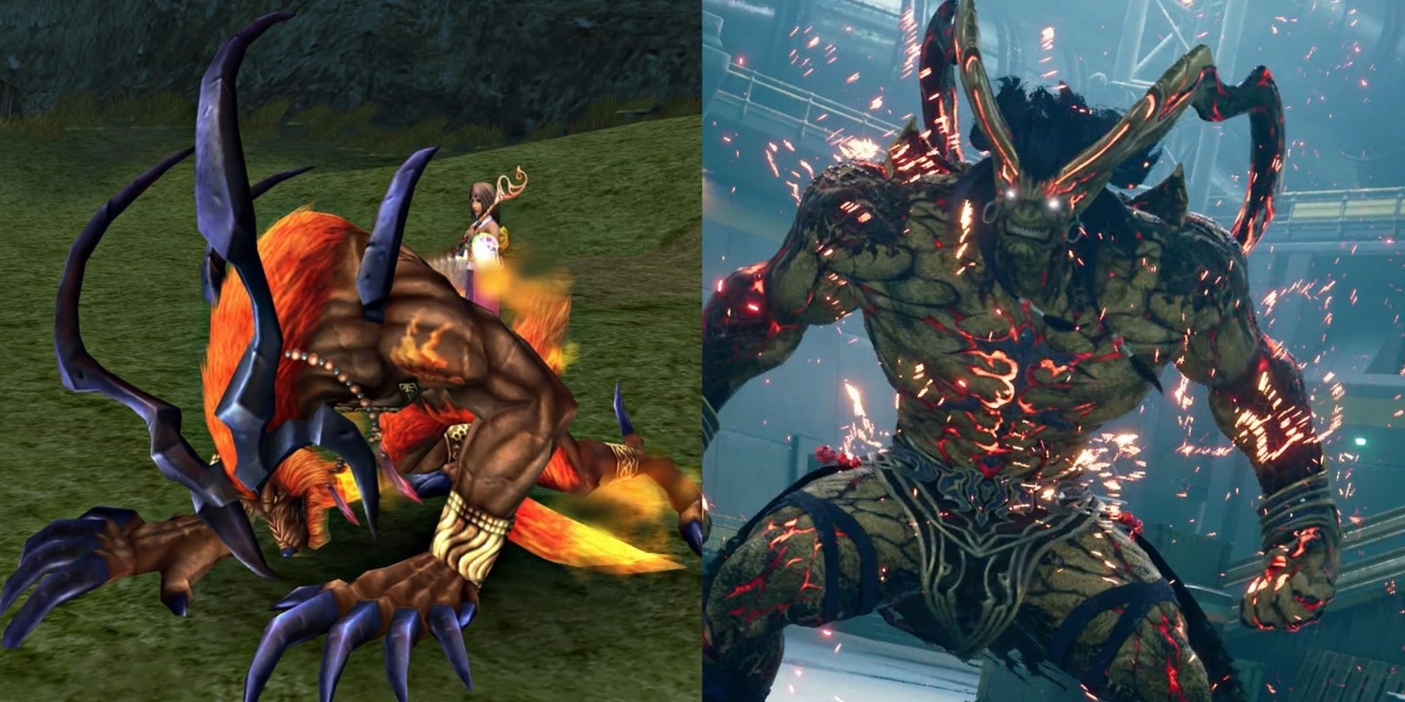Final Fantasy 10 and 7 Remake Ifrit left to right