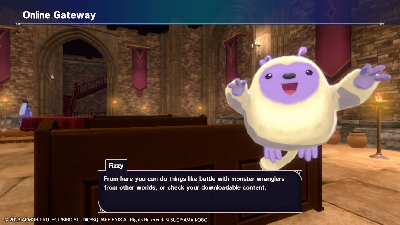 Fizzy explains the Online Gateway in Dragon Quest Monsters The Dark Prince.