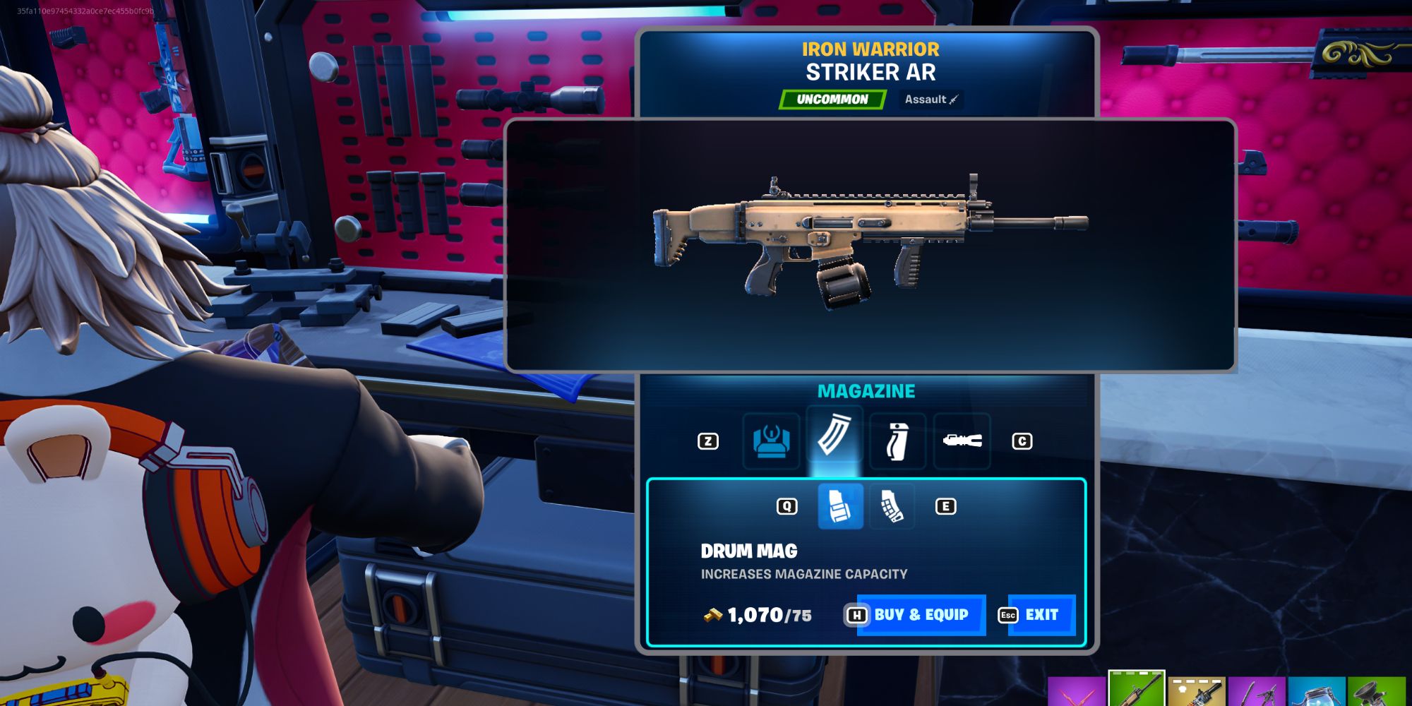 An image from Fortnite of the Drum Mag Attachment, which increases the magazine capacity.