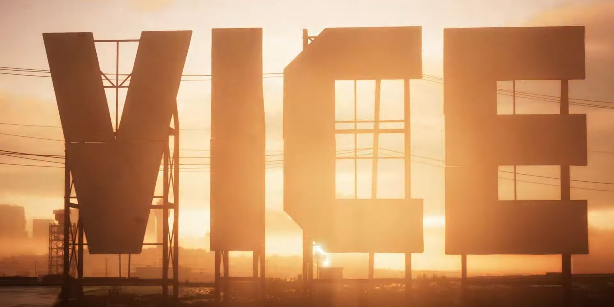 Giant Hollywood-style letters saying VICE in GTA 6 trailer