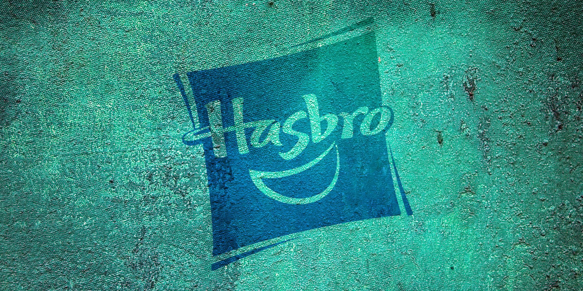 Hasbro logo over a gritty teal background