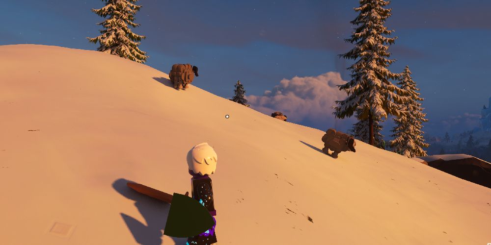 Lego Fortnite: Standing on a hill with rams in the Frostlands