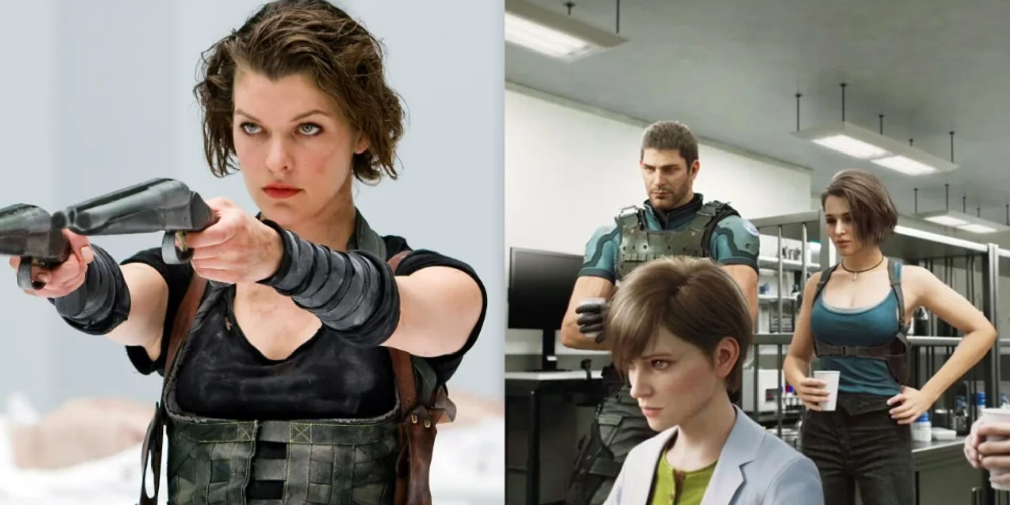 How Many Resident Evil Movies Are There Featured Split Image Alice And Death Island Crew