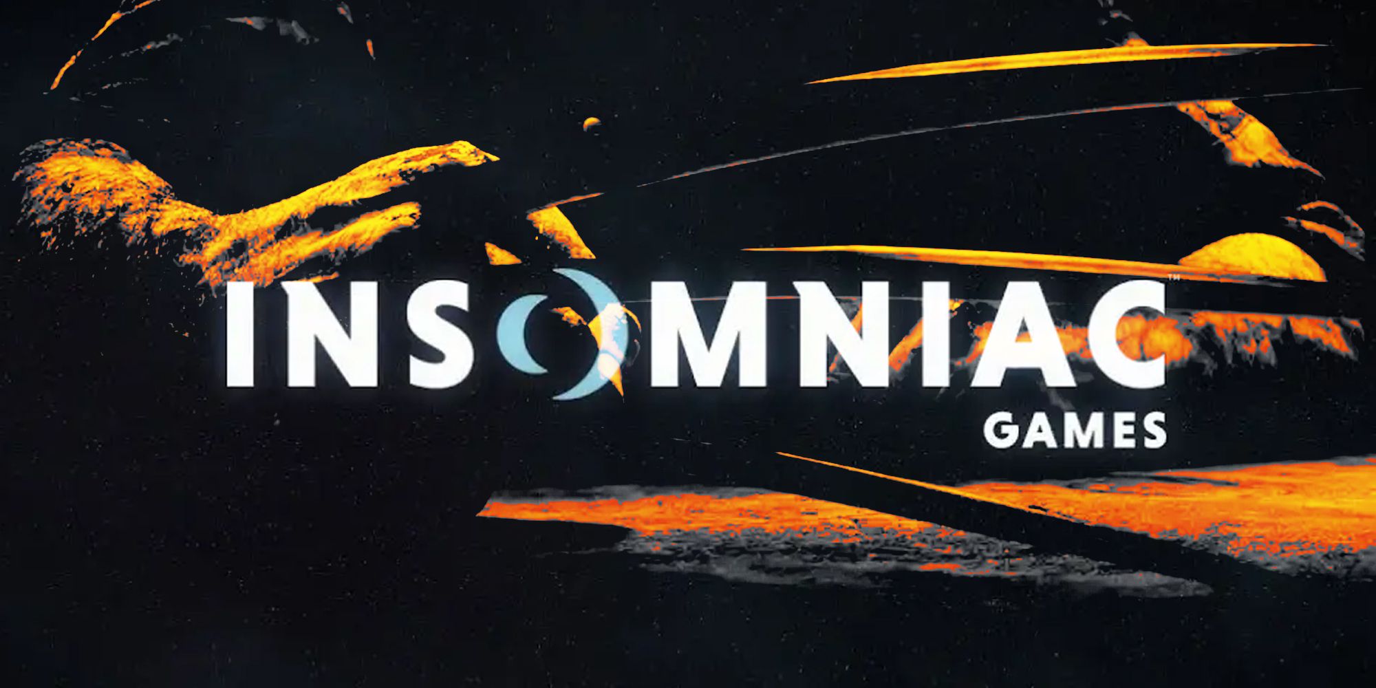 The Insomniac Games logo over a heavily stylised black and orange picture of Wolverine's claws