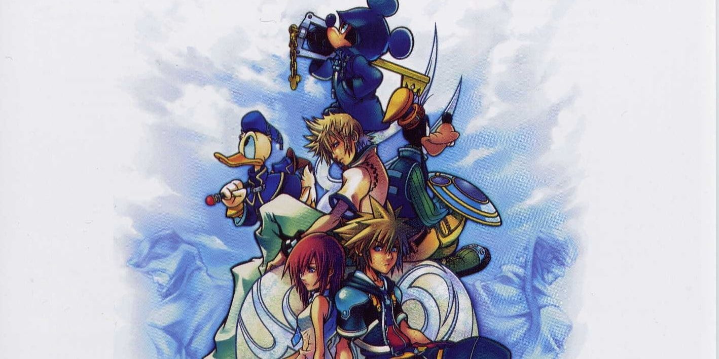 Das Cover von Kingdom Hearts 2 zeigt Sora, Kairi, Roxas, Donald, Goofy und Mickey Mouse