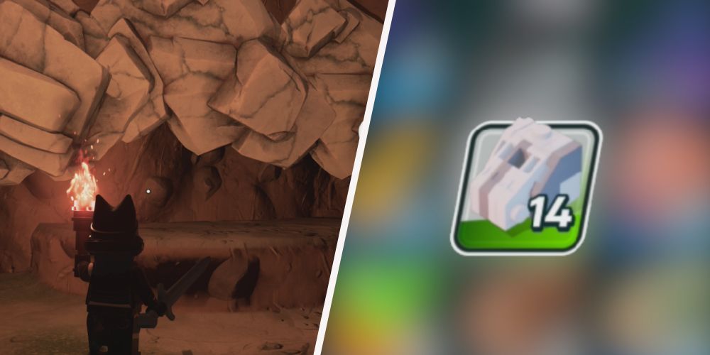 Lego Fortnite: Left: Marble on the walls of caves, Right: Marble in inventory