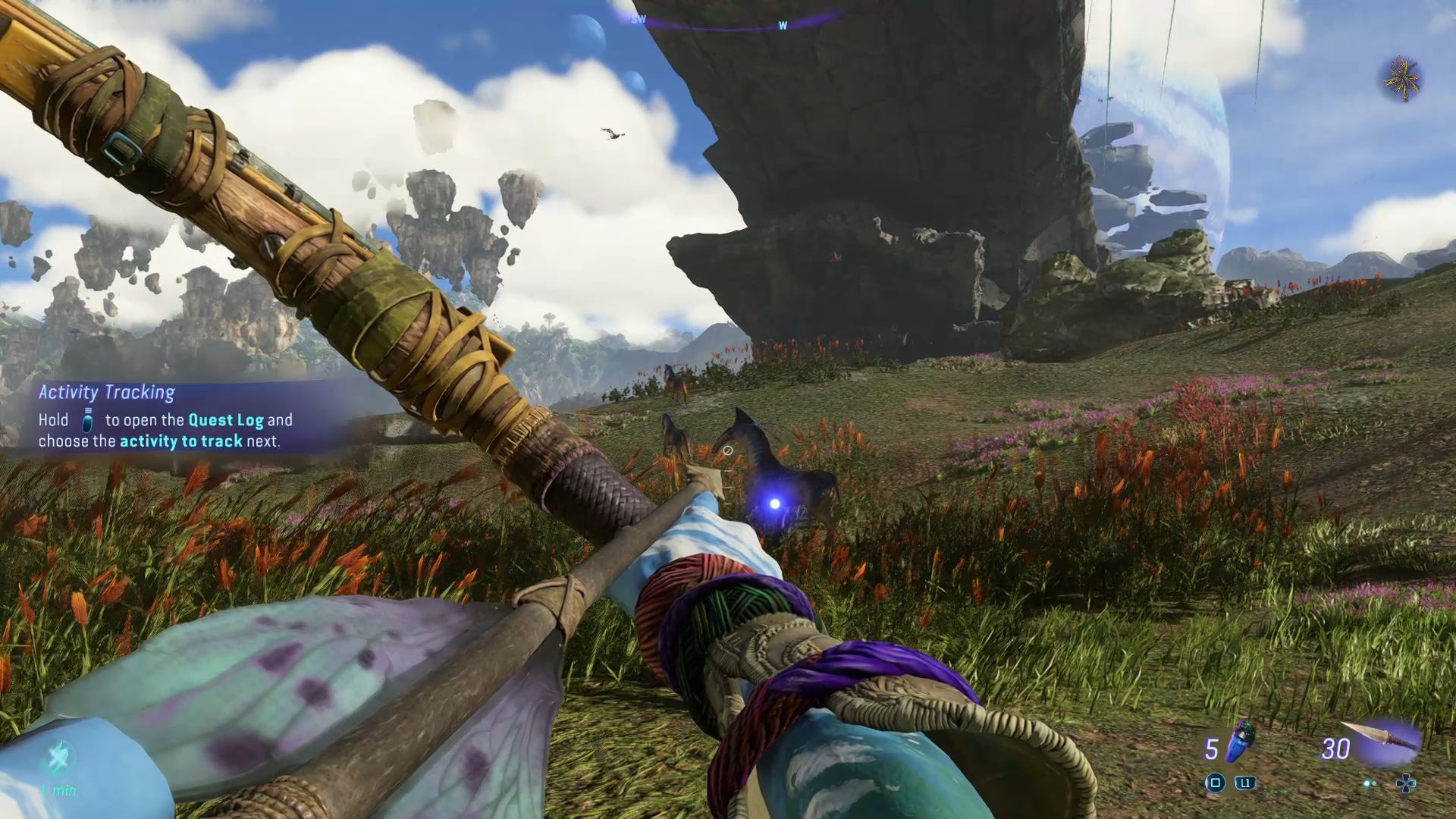 Aiming on Direhorse in Avatar Frontiers of Pandora.