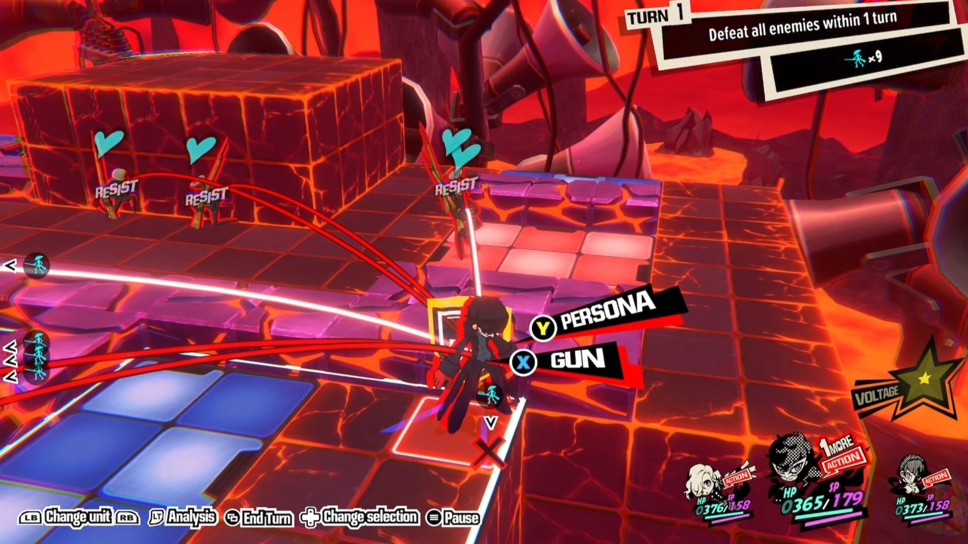 Joker moves through the path in Quest 12 in Persona 5 Tactica.