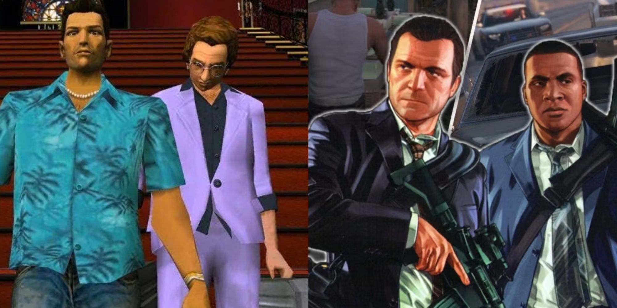 GTA Vice City and GTA 5 protagonists side by side