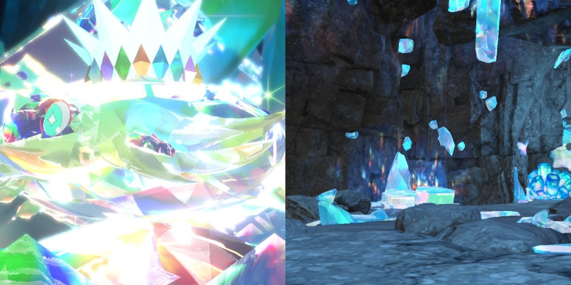 Pokémon Scarlet und Violet Terapagos nach der Terastillisierung und die Kristalle in der Area Zero Under Depths