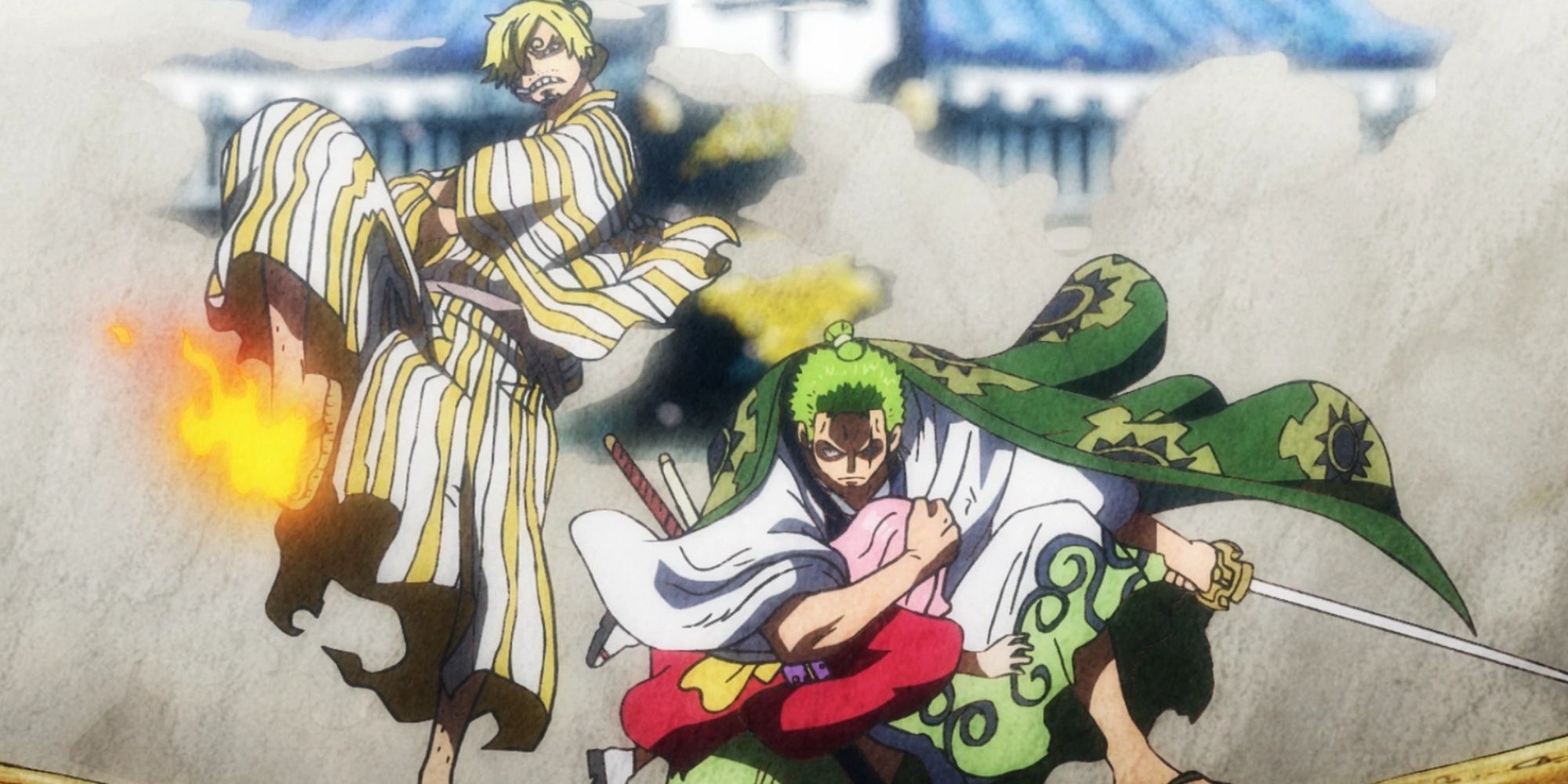 Zoro und Sanji vereinen sich wieder, um Toko im Land Wano zu retten.