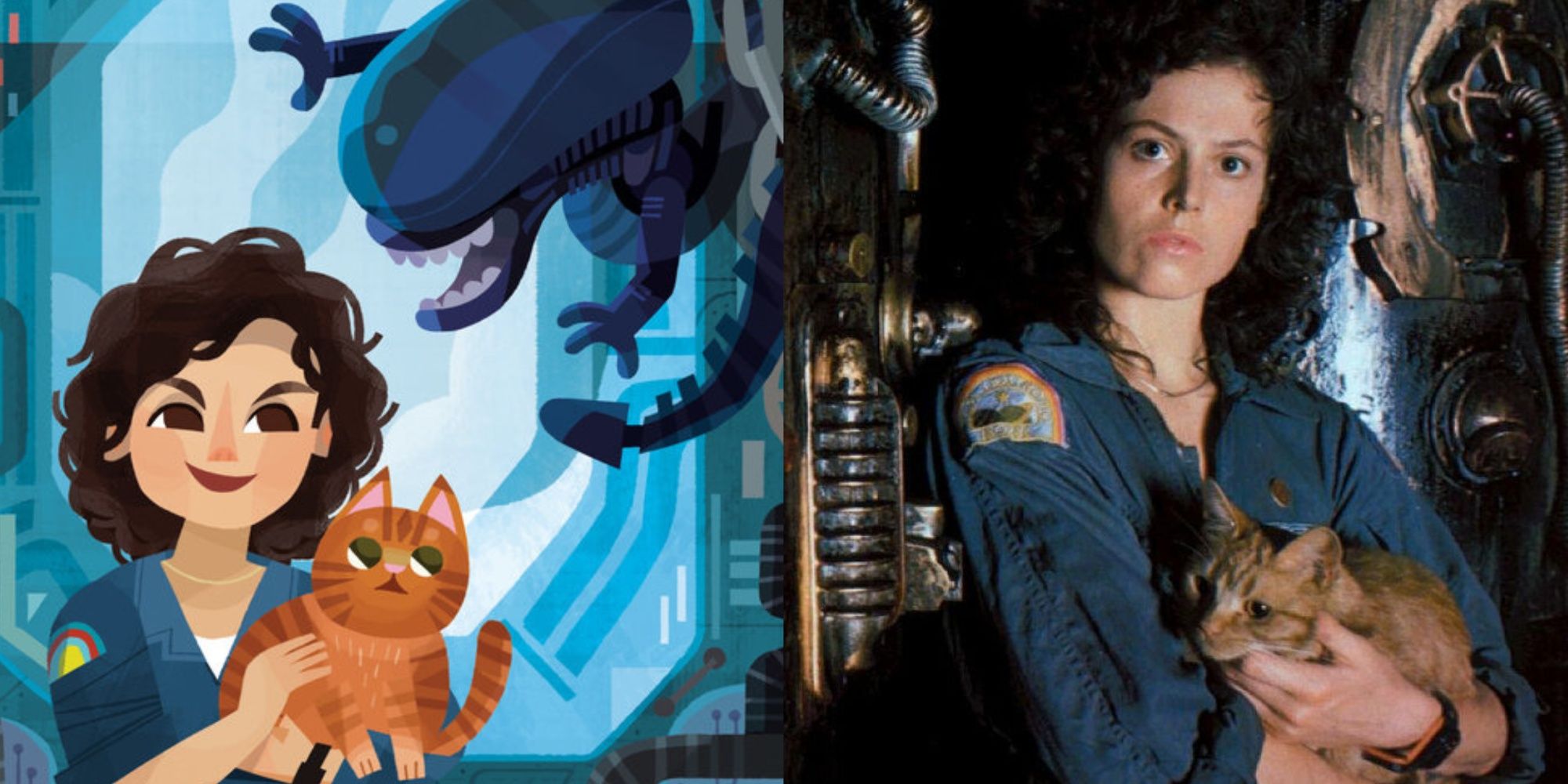 a is for alien cover, and ridley holding jonesy in alien