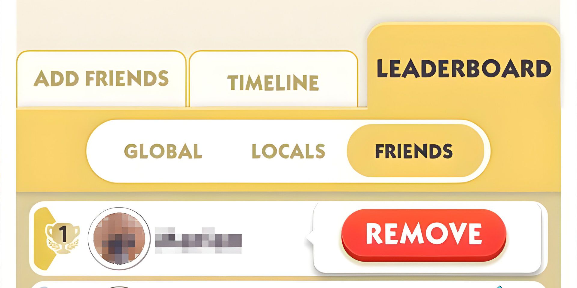 An enlarged screenshot of the Monopoly GO app showing step three of how to remove a friend from your list.