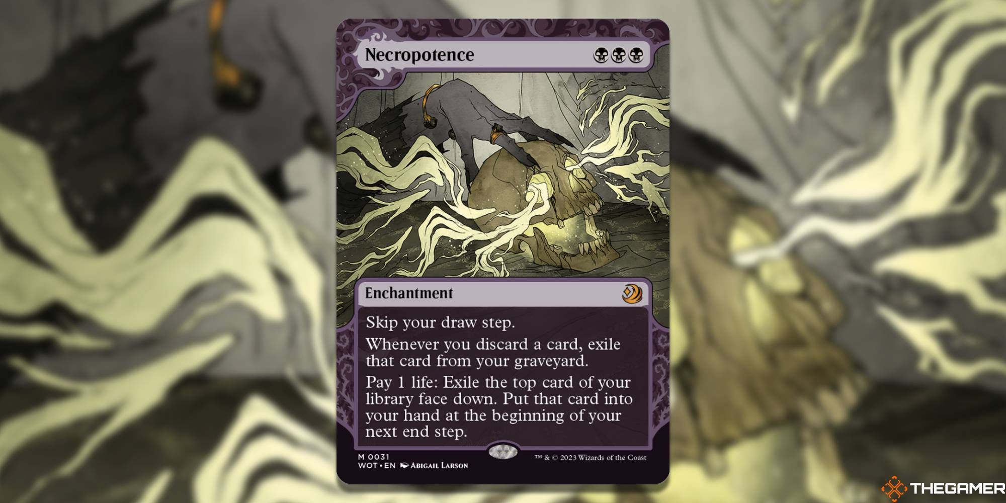 MTG Necropotence card and art background