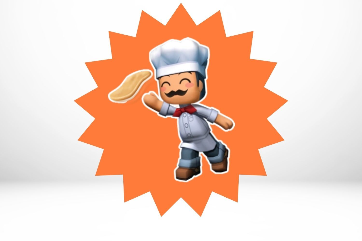 MySims character Chef Gino is shown against a white background, throwing a pizza.