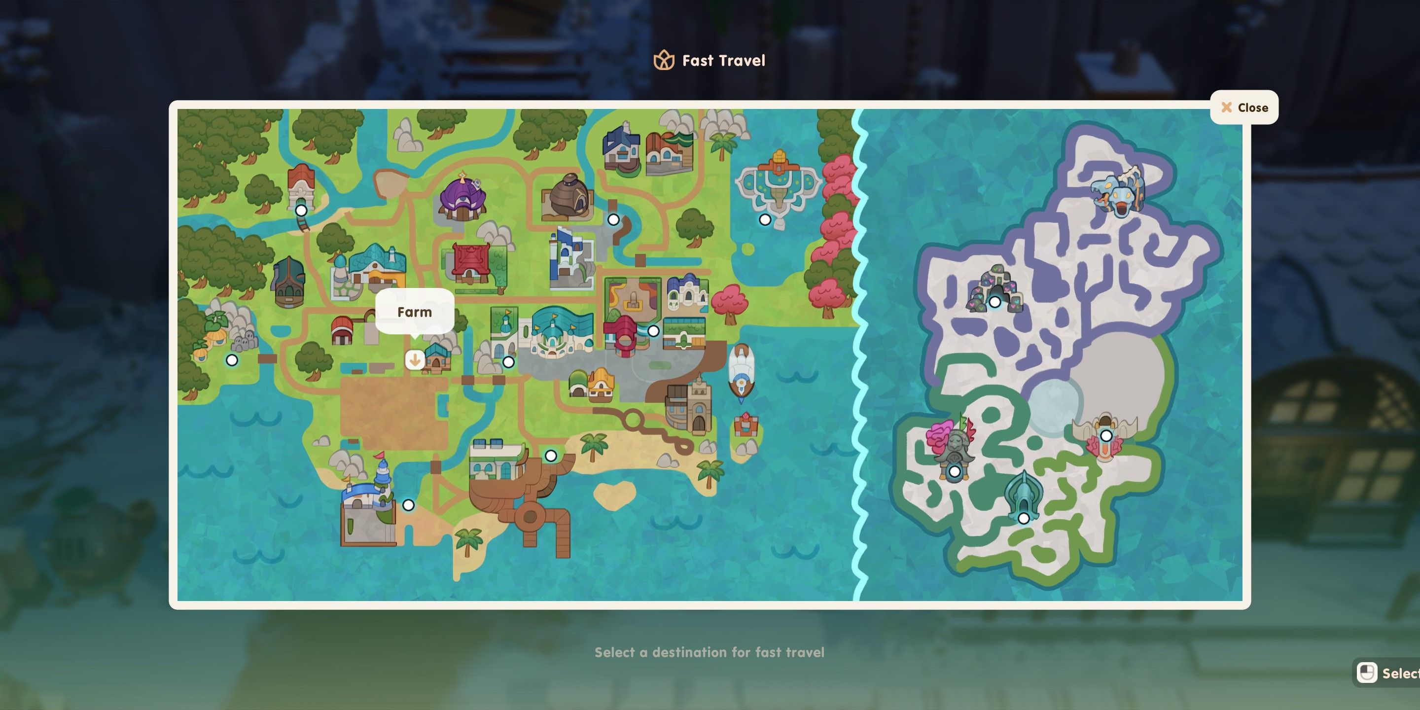 Coral Island: An image of both the Coral Island shrine map and underwater shrine map