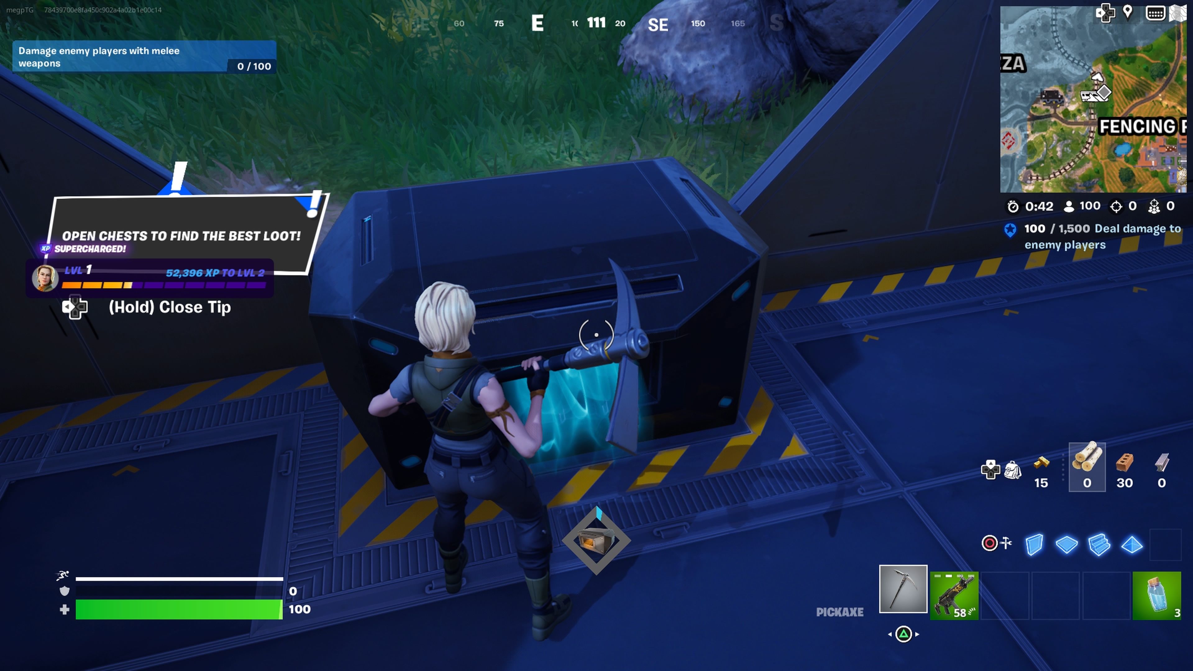 Player beside the train chest in Fortnite.-1