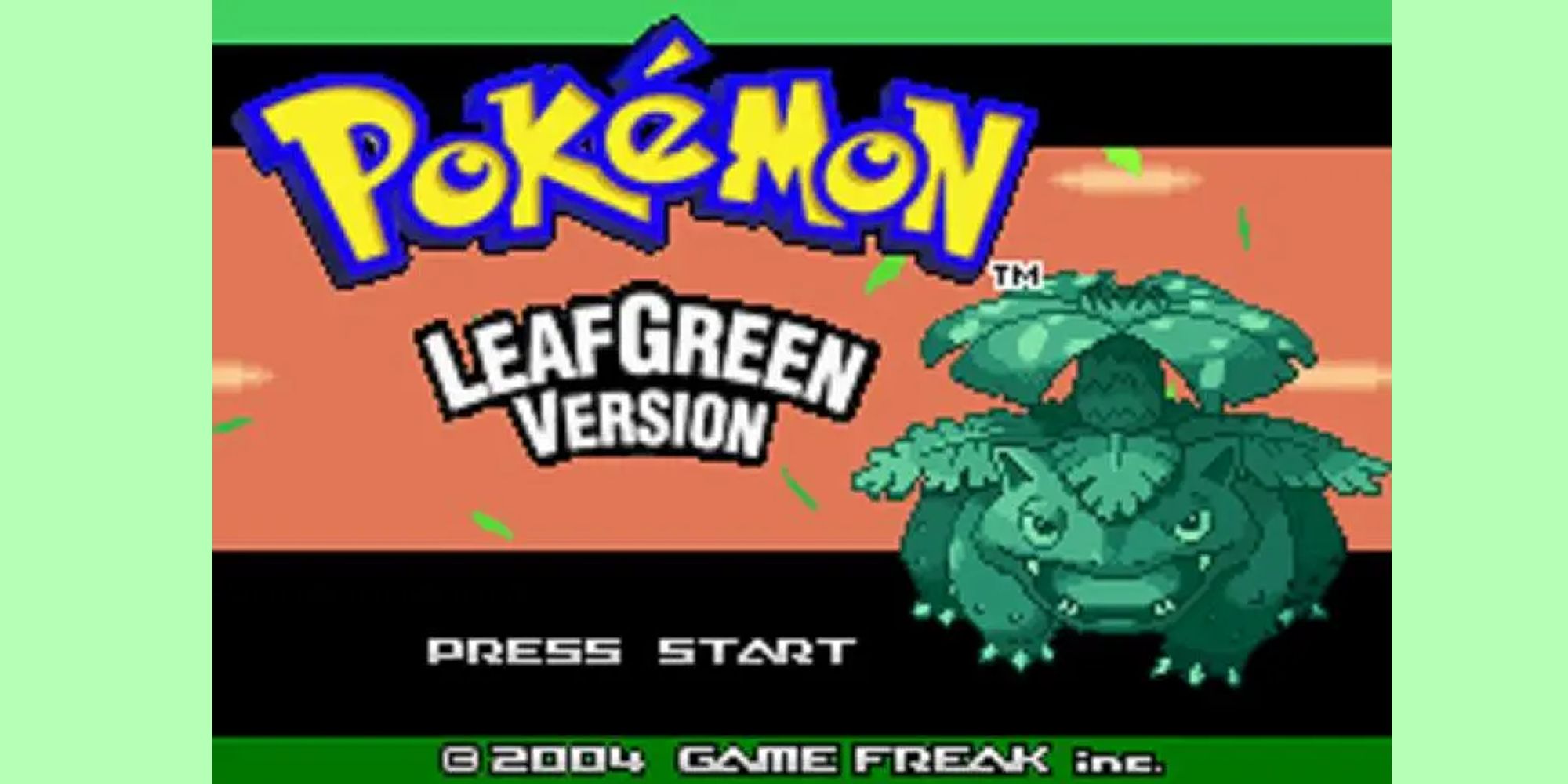 Pokemon Leaf Green Title Showing Venasaur