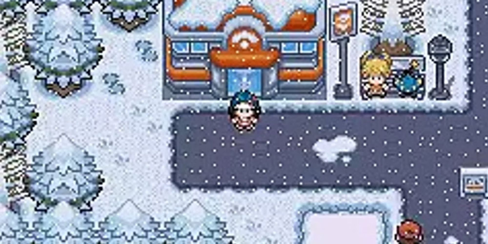 Pokemon Light Platinum Trainer Outside A Pokemon Center