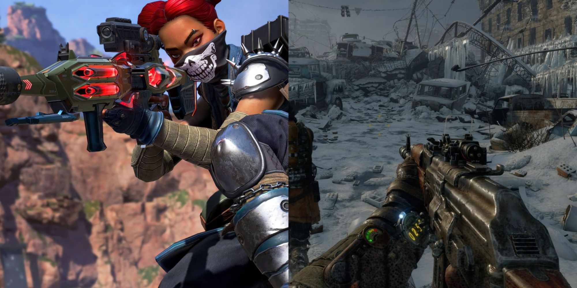 PS5 Best FPS Games Featured Split Image Of Apex Legends And Metro Exodus