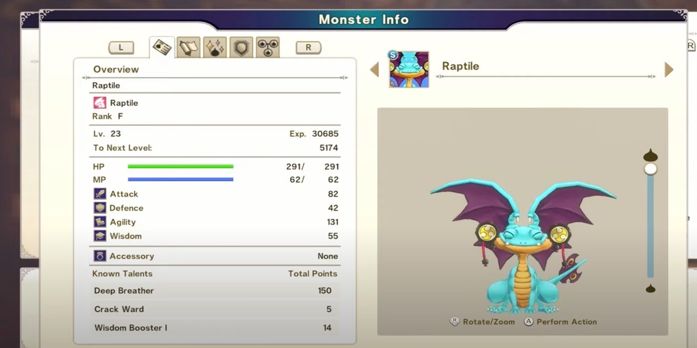 Raptile monster in Dragon Quest Monsters The Dark Prince