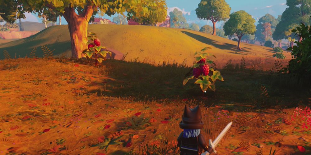 Lego Fortnite: Standing in front of some raspberry bushes