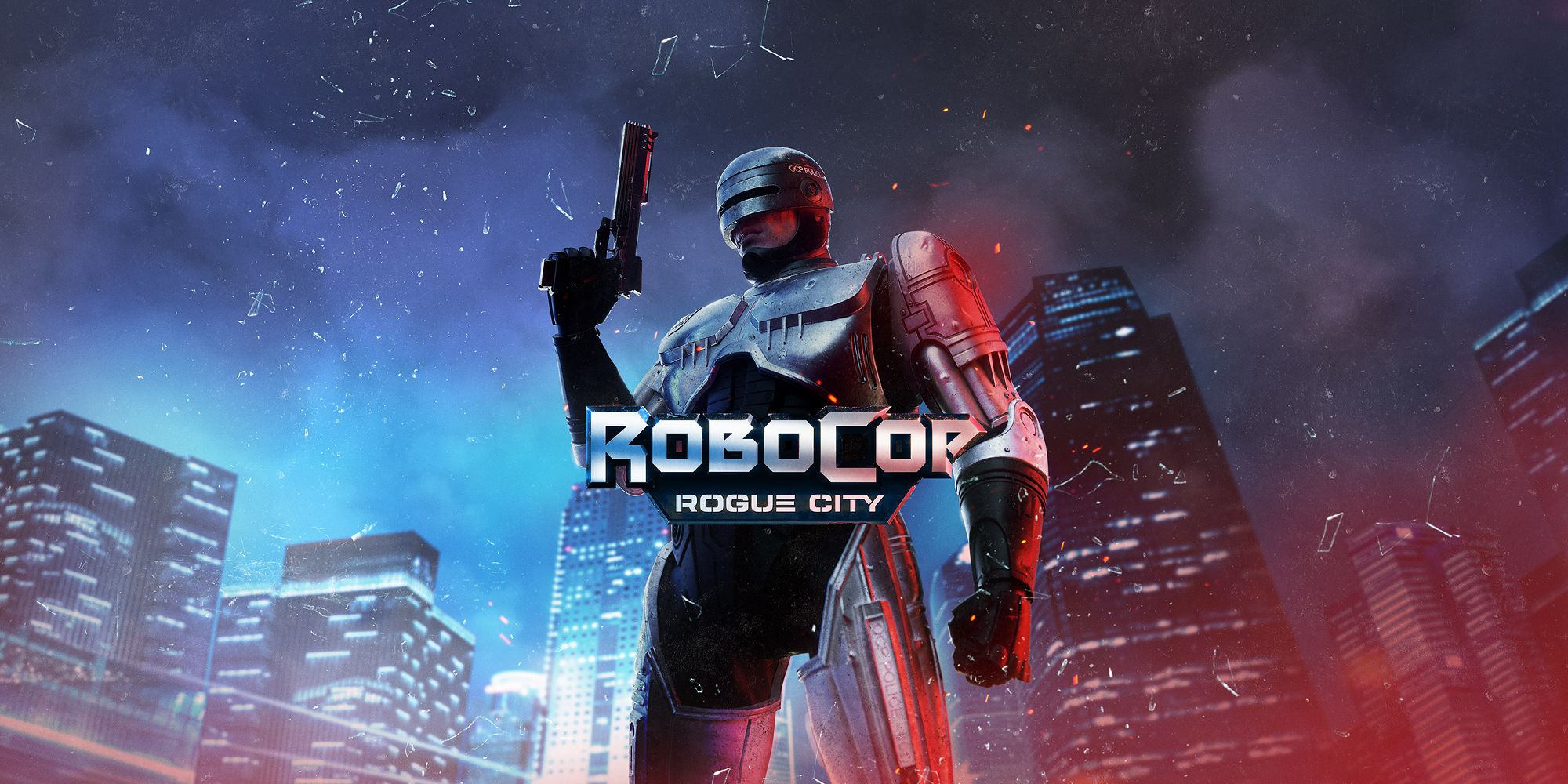 RoboCop Rogue City Title Showing RoboCop Against The Backdrop Of The City