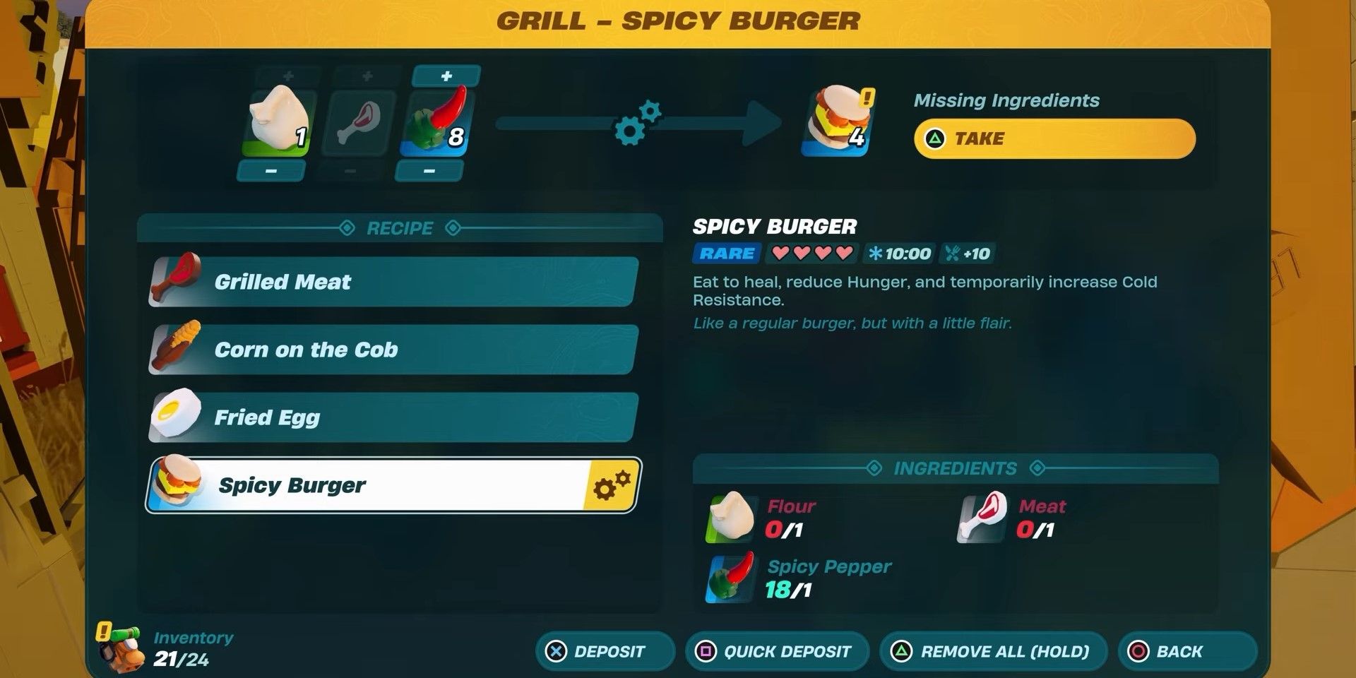 Spicy Burger in Lego Fortnite