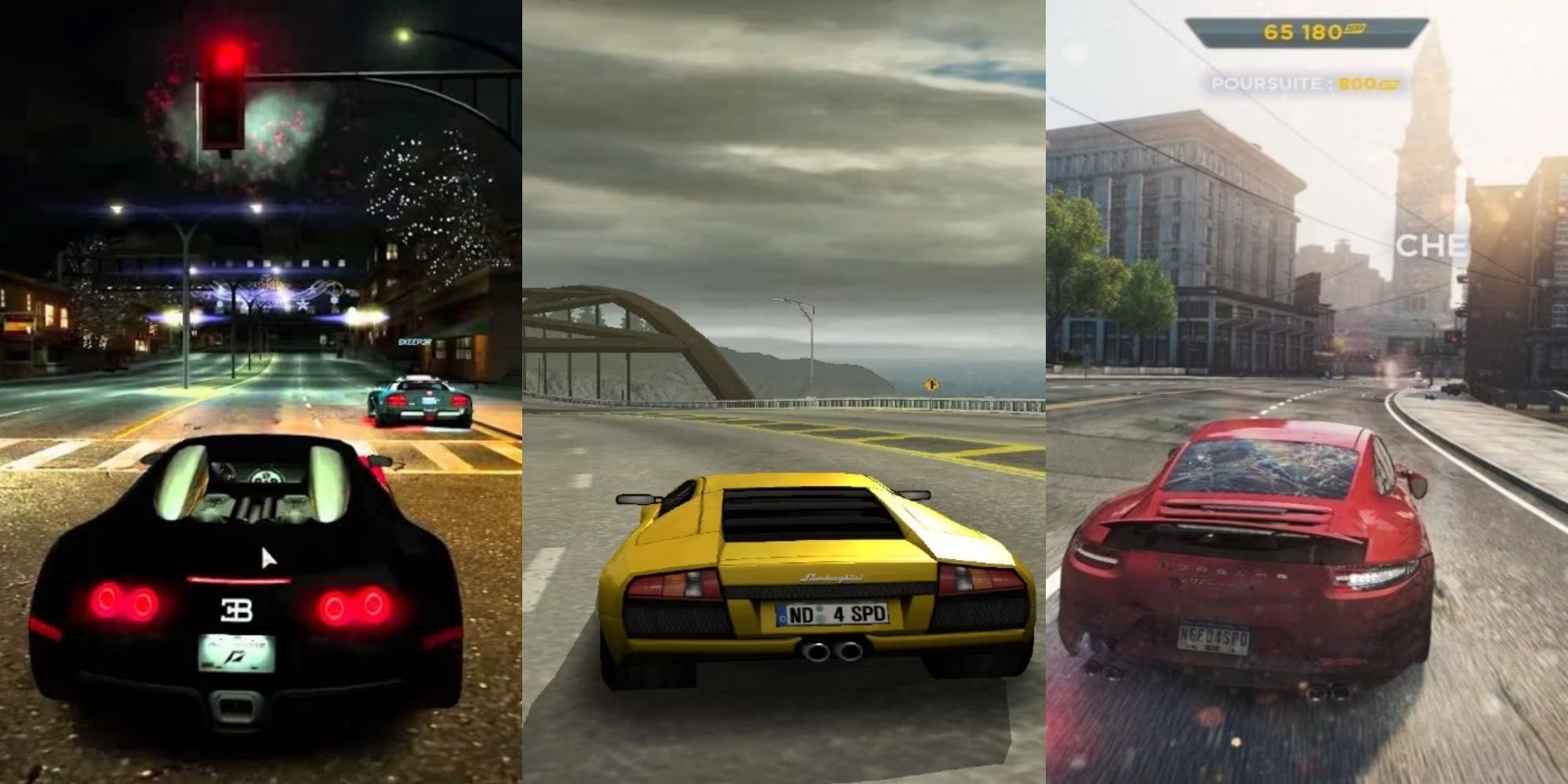 Split images of cares in Need for Speed games