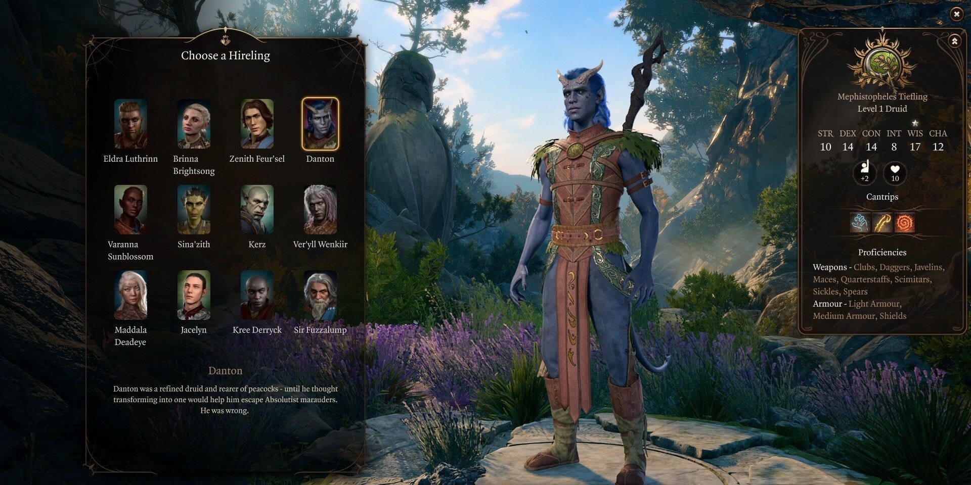 Danton in the hireling selection menu in baldur&rsquo;s gate 3