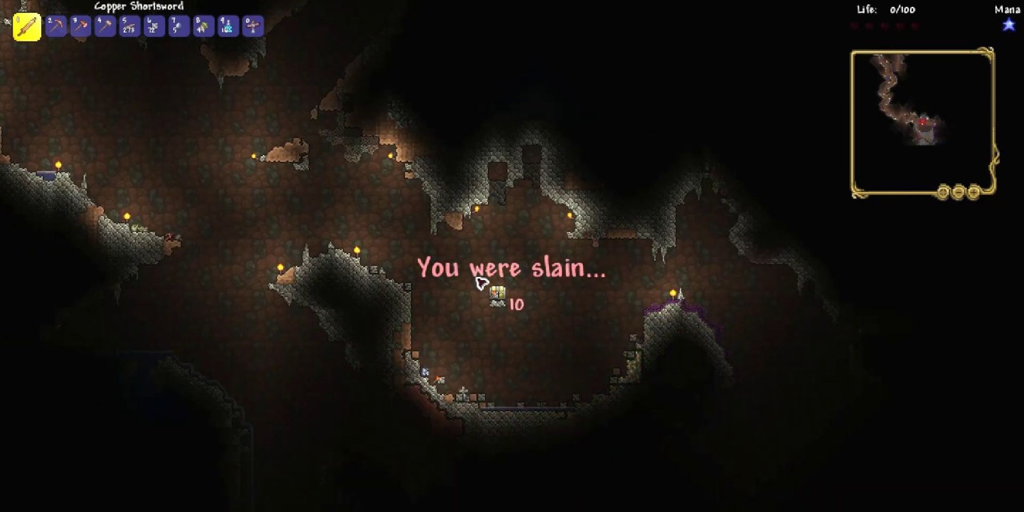 terraria player dying from trapped chest