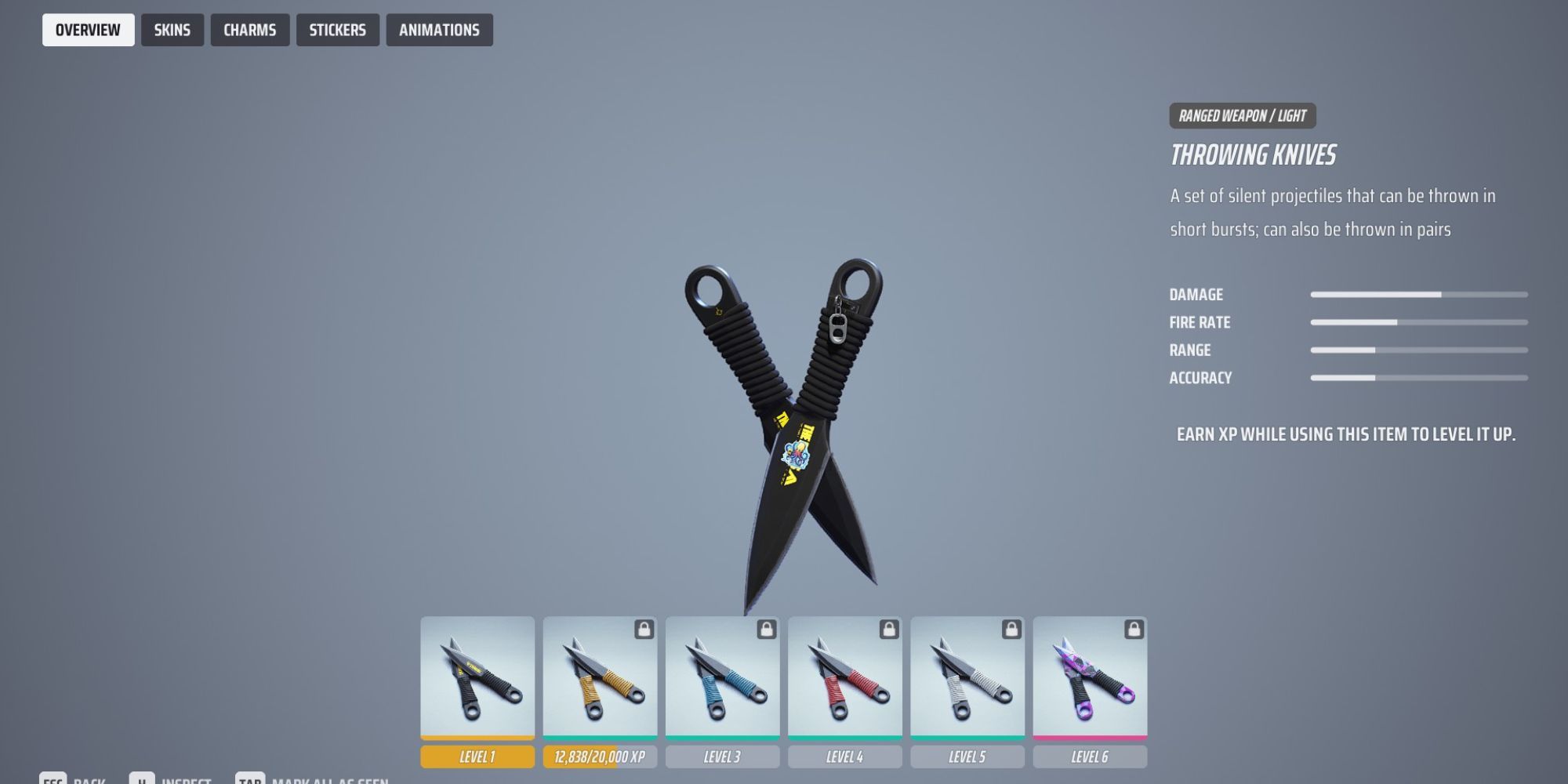 The FInals Throwing Knives Inspect Screen