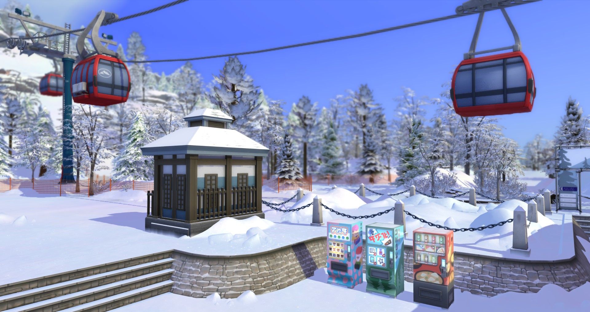 the vending machines in yukimatsu on mt. komorebi the sims 4 snowy escape