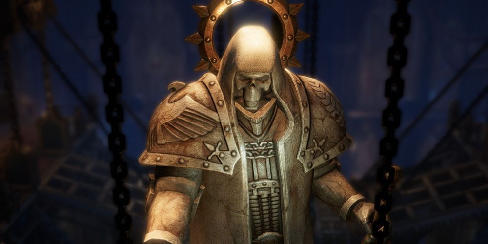 a statue of an imperial saint in warhammer 40k rogue trader