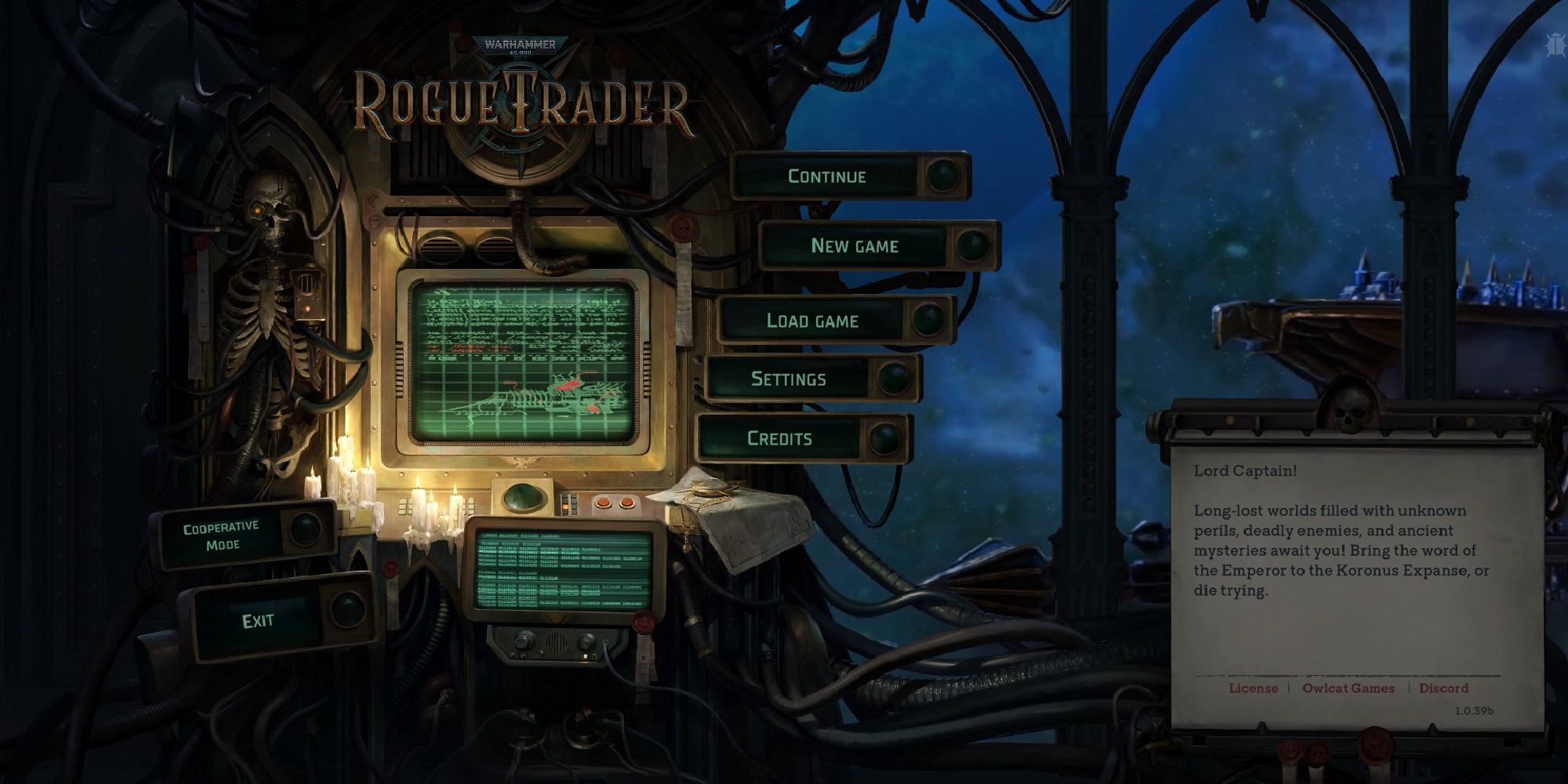 warhammer rogue trader main menu