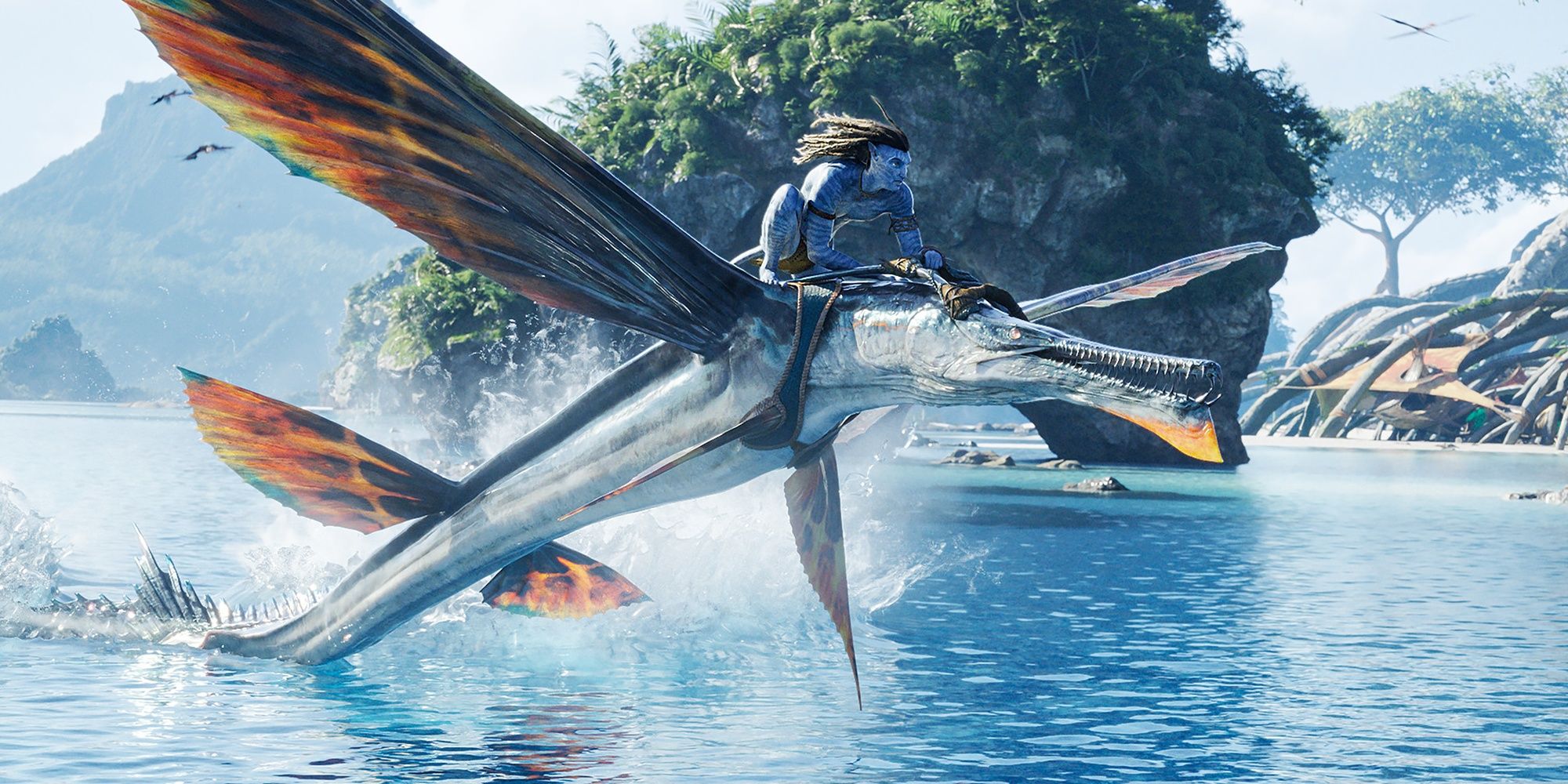 Avatar: The Way Of Water - Jake Riding A Water Equivalent Of A Horse