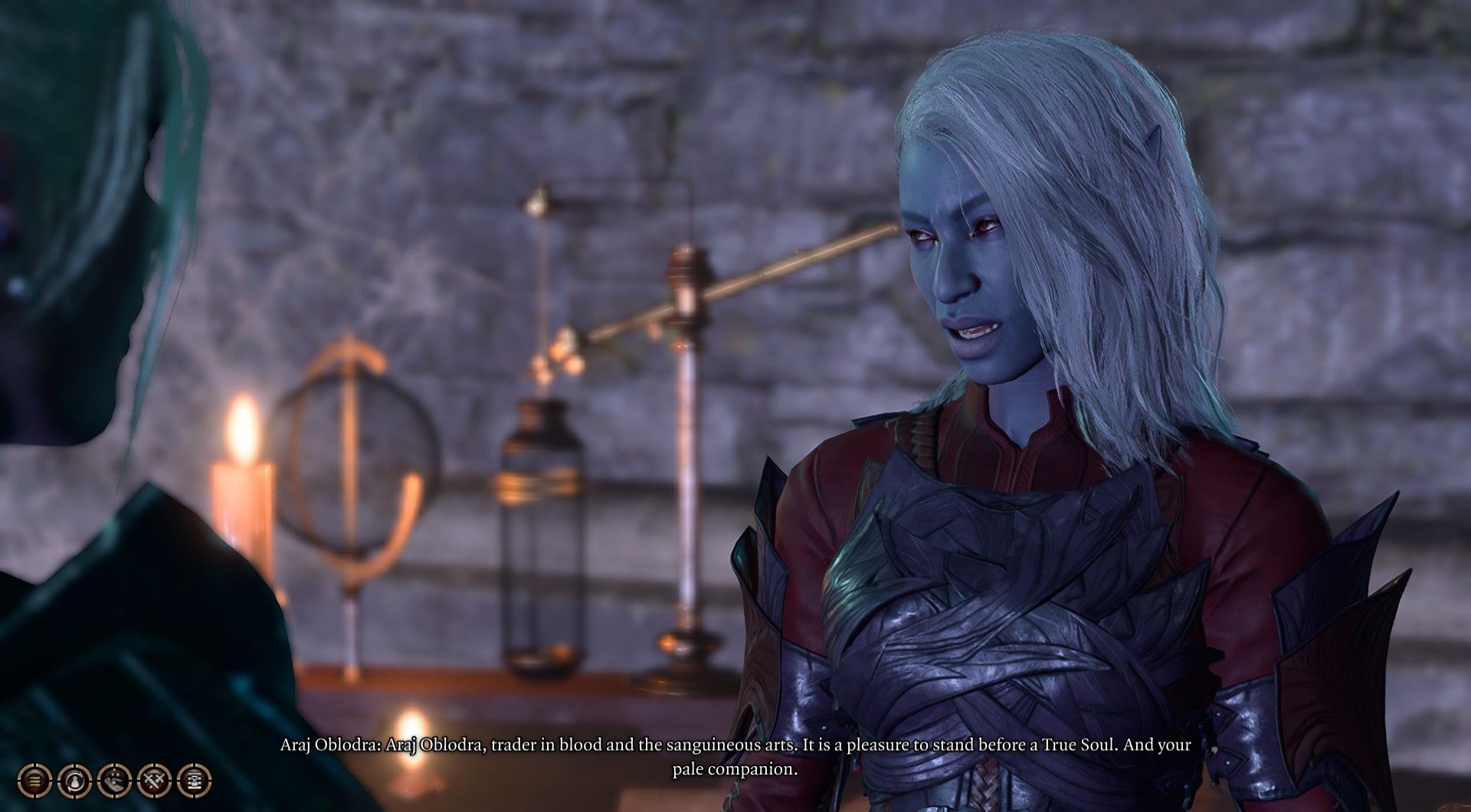 Araj comments on meeting the player and her pale companion Astarion in Baldur's Gate 3.