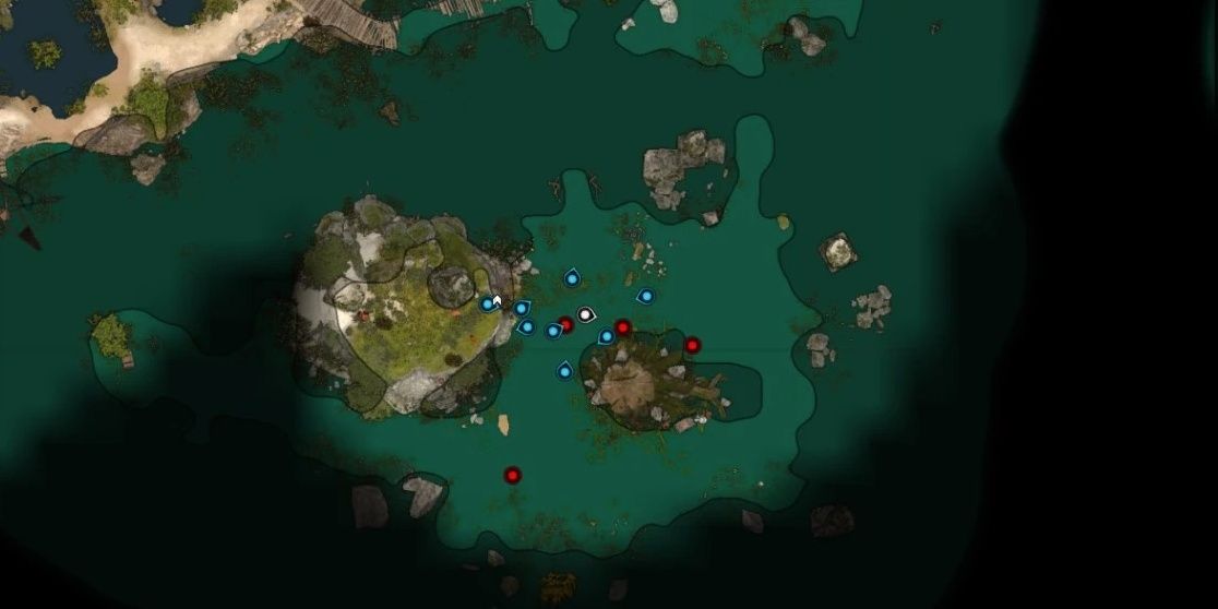 a modded version of the map in baldur's gate 3 showing no grid lines and altered icons