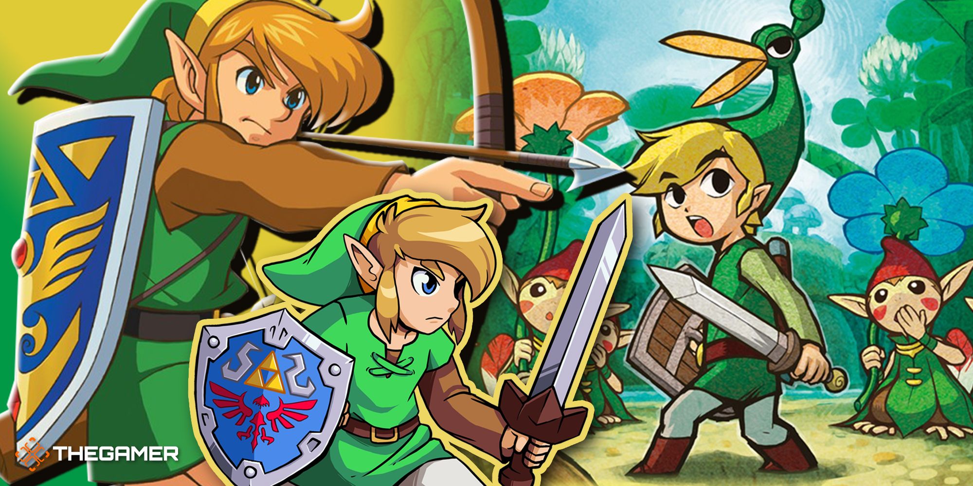 Game art from Cadence Of Hyrule, The Legend Of Zelda: A Link To The Past and The Minish Cap.